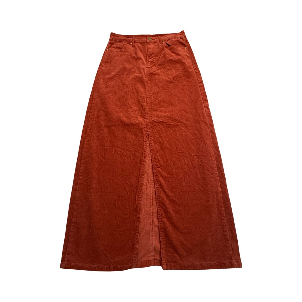 a.n.a Corduroy Maxi Skirt Womens 4 Rust Orange Front Slit Cotton Blend Boho